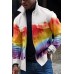 Men Pocket Multicolor Color Block Print Jacket
